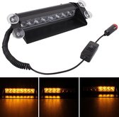 8 W 800LM 8-LED Geel Licht 3-Modes Verstelbare Hoek Auto Strobe Flash Dash Noodverlichting Waarschuwingslamp met Suckers, DC 12 V