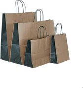 50x Papieren tassen bruine kraft bio color groenAfmeting: 36x13x41cm