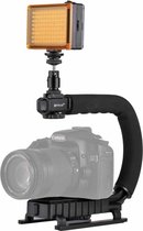 PULUZ U / C Shape Draagbare Handheld DV Bracket Stabilizer + LED Studio Light Kit met Cold Shoe Statiefkop voor alle SLR-camera's en Home DV Camera