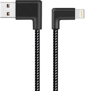1m 2A USB naar 8-pins nylonweefsel Stijl Dubbele ellebooggegevens Synchronisatie-oplaadkabel, voor iPhone XR / iPhone XS MAX / iPhone X & XS / iPhone 8 & 8 Plus / iPhone 7 & 7 Plus / iPhone 6