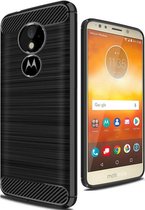 Motorola Moto E5 Plus - Geborstelde TPU Cover - Zwart