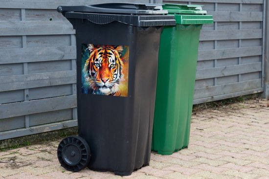 Container sticker Tijger - Dieren - Olieverf - Kunst - 40x40 cm - Kliko sticker