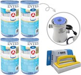 Intex - A filters - 4 stuks - Geschikt voor filterpomp 28604GS/28638GS/28636GS & WAYS scrubborstel