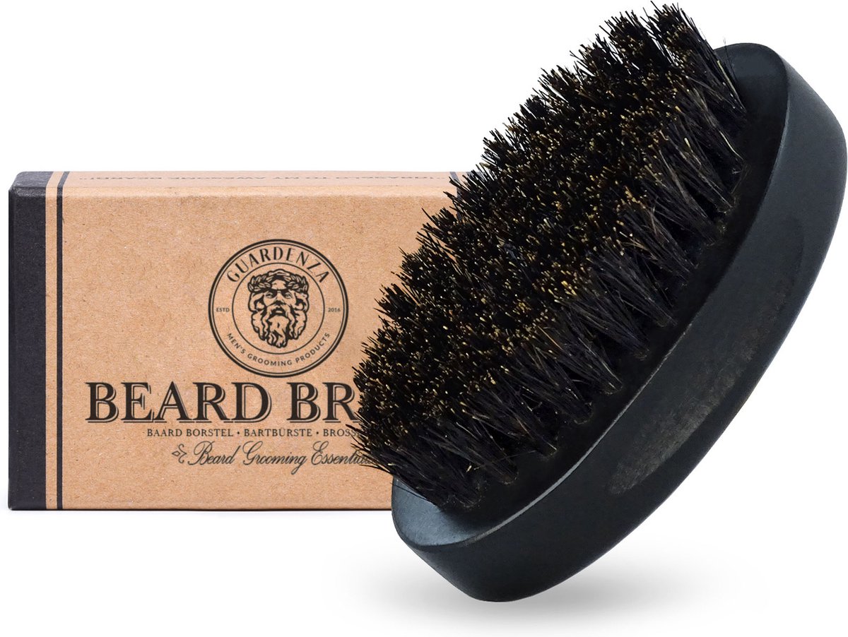 Guardenza Baardborstel - Zwart beukenhouten - Pocket size - brengt jouw baard in model - stimuleert baardgroei