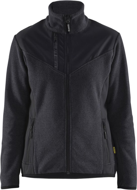 Blaklader 5943-2536 Cardigan en tricot pour femme avec softshell - Gris foncé / Zwart - M