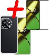 Hoes Geschikt voor OnePlus 11 Hoesje Siliconen Back Cover Case Met Screenprotector - Hoesje Geschikt voor OnePlus 11 Hoes Cover Hoesje - Transparant