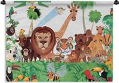 Wandkleed - Wanddoek - Wilde dieren - Jungle - Leeuw - Tijger - Meisjes - Kids - Jongens - 150x112 cm - Wandtapijt