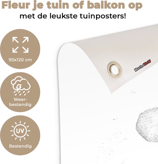 Affiche de jardin - Toile de jardin - Posters de jardin extérieur - Panda - Bonnet de Noel - Coeur - Amour - 90x120 cm - Jardin