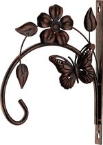 Decoris Muurhaak/wandhaak voor hangplanten - 25 x 20 cm - bruin - metaal