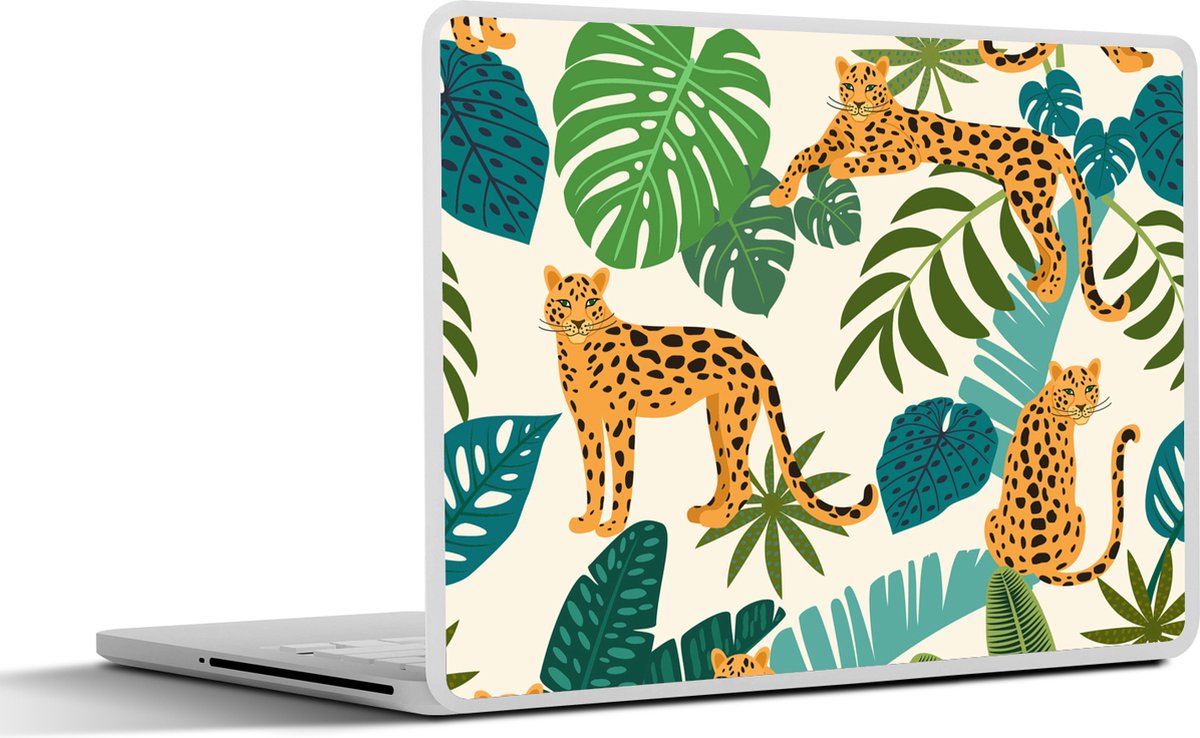 Laptop sticker - 11.6 inch - Jungle - Luipaard - Planten - Patroon - Meiden - Jongens - 30x21cm - Laptopstickers - Laptop skin - Cover