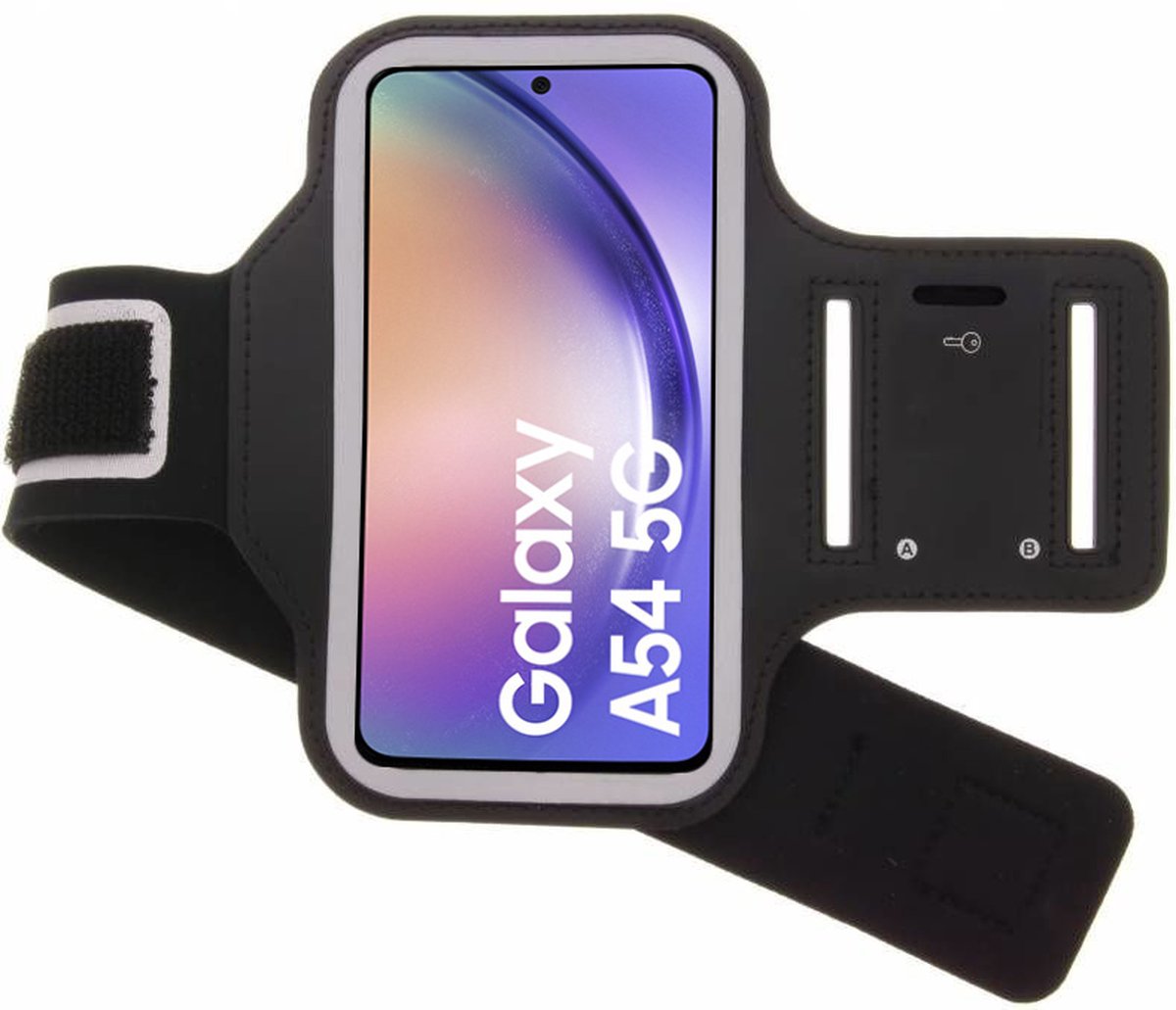 BixB Sportband Samsung Galaxy A54 hardloop armband telefoon - sportarmband - zwart