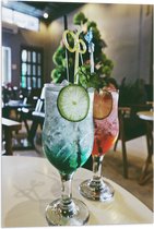 Vlag - Twee Smaken Cocktails in een Knus Café - 50x75 cm Foto op Polyester Vlag