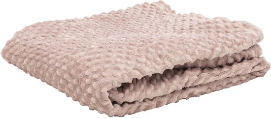 Fleece deken - Fleece plaid- 220 x 240 cm - Lichtroze- Met stippels - Zacht, comfortabel en warm - Deken voor op de bank of bed - Eyecatcher voor interieur