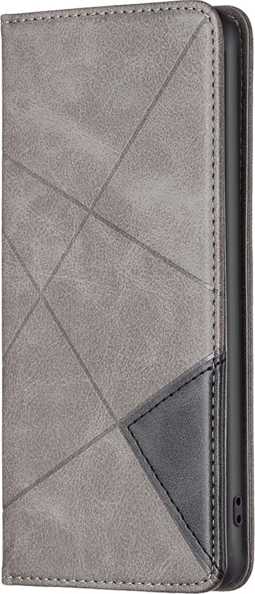 Mobigear Telefoonhoesje geschikt voor Realme GT Neo 3 Hoesje | Mobigear Rhombus Slim Bookcase | Pasjeshouder voor 2 Pasjes | Telefoonhoesje voor Pinpas / OV Kaart / Rijbewijs - Grijs