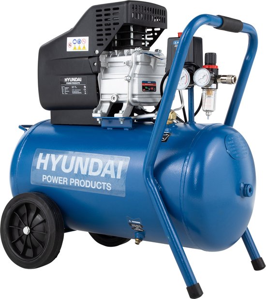 Hyundai compressor 50L 8bar - oliegesmeerde 2pk motor - anti-tuimel beugel  - XXL... | bol.com