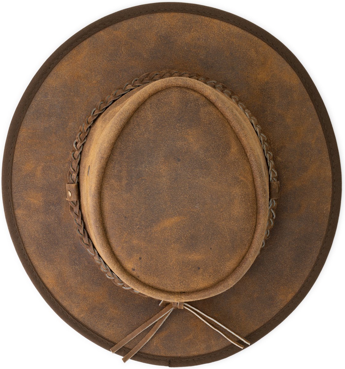 Tan leren western hoed met zwarte band | Western and Cowboy