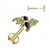 Piercing push in bat 1.2x8 gold plated
