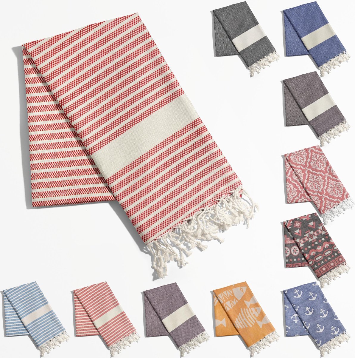 Tavas Hamamdoek Lichtrode tinten Strandlaken %100 Katoen XL Saunalaken 100 x 180 cm Badhanddoek Groot Douchelaken Dames Hotel Handdoek Pestemal Fouta Pareo Yoga Deken Heren