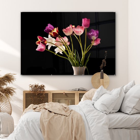 MuchoWow® Peinture sur Verre - Tulipes - Nature Morte - Fleurs - 150x100 cm - Peintures sur Verre Peintures - Photo sur Glas
