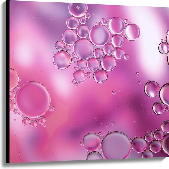 Canvas - Bubbels in Roze Achtergrond - 100x100 cm Foto op Canvas Schilderij (Wanddecoratie op Canvas)