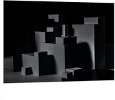 Dibond - Opgestapelde Balken en Blokken in Donkere Omgeving - 100x75 cm Foto op Aluminium (Wanddecoratie van metaal)