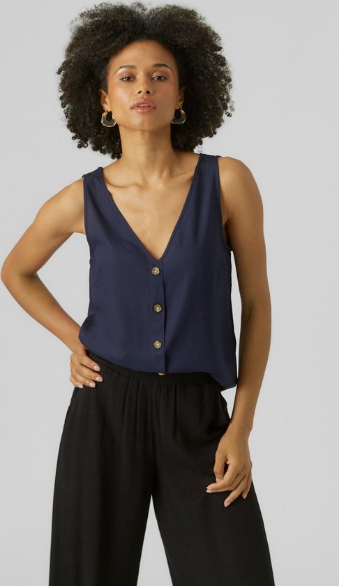 VERO MODA Damen Top – V-Ausschnitt, ärmellos, Weicher Stoff, Regular Fit