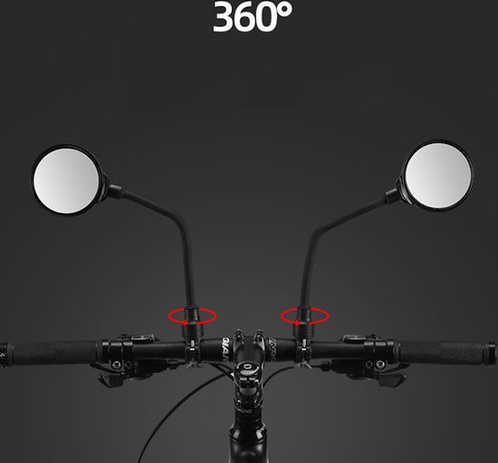 Decopatent® Rétroviseur vélo Ebike - Vélo - VTT - 1x Rétroviseur vélo sur guidon - Gauche - Droite - Rétroviseur 360° réglable