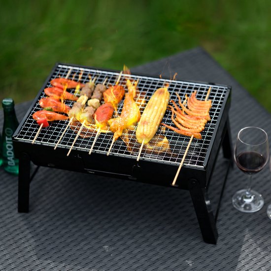 Decopatent® Portable Houtskool Barbecue - Grilloppervlak (LxB) 43 x 27 cm - Inklapbaar - Zwart van Decopatent® — afbeelding 5