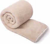 Couverture en Laine 140x200cm 100% Pure Laine Vierge Mérinos Australienne OnceDoce® 460 g/m² Certificat Woolmark - Chaud Respirant Doux - Lavable - Beige