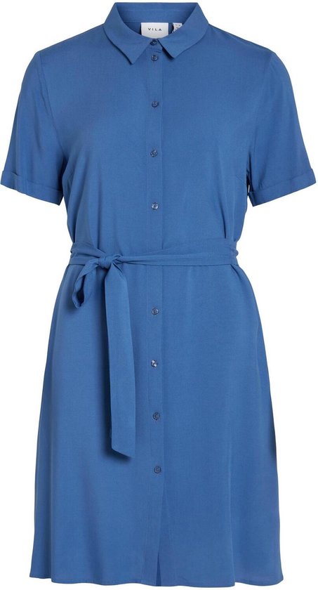 Vila Jurk Vipaya S/s Shirt Dress/su - Noos 14079550 Federal Blue Dames Maat - 40