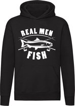 Real men fish Hoodie | vissen | hengelsport | visclub | vis | dier | dierendag | Unisex | Trui | Sweater | Capuchon