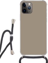 Telefoonkoord - Telefoonketting - Hoesje met koord Geschikt voor iPhone 13 Pro Max - Interieur - Kleuren - Beige - Siliconen - Crossbody - Telefoonhoesje met koord