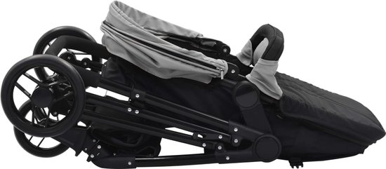 vidaXL Poussette pour bébé 3-en-1 Gris foncé et noir Acier