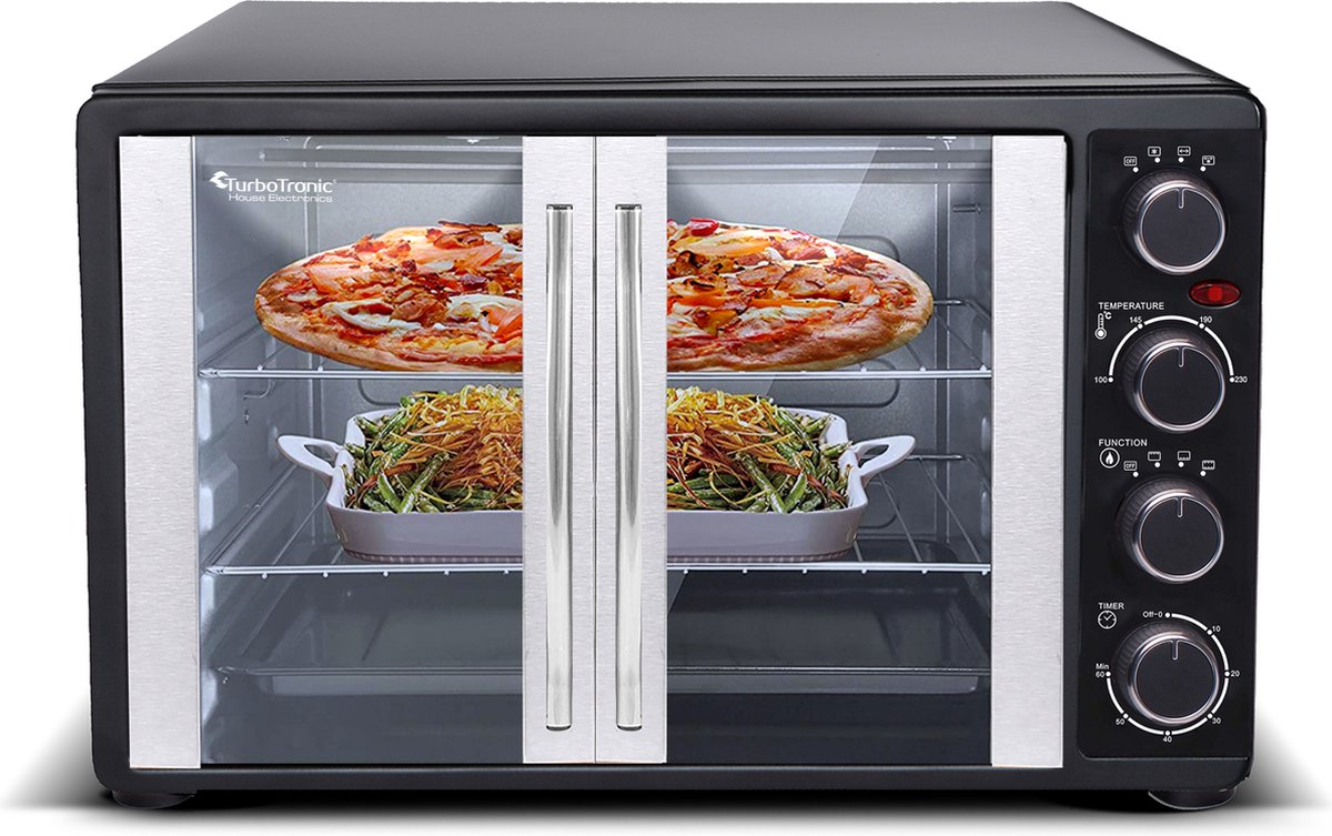 TurboTronic FEO55 Vrijstaande Oven - met Franse Deuren - 55L