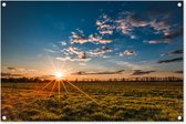 Tuinposters buiten Zonsondergang - Natuur - Wolken - Gras - 90x60 cm - Tuindoek - Buitenposter