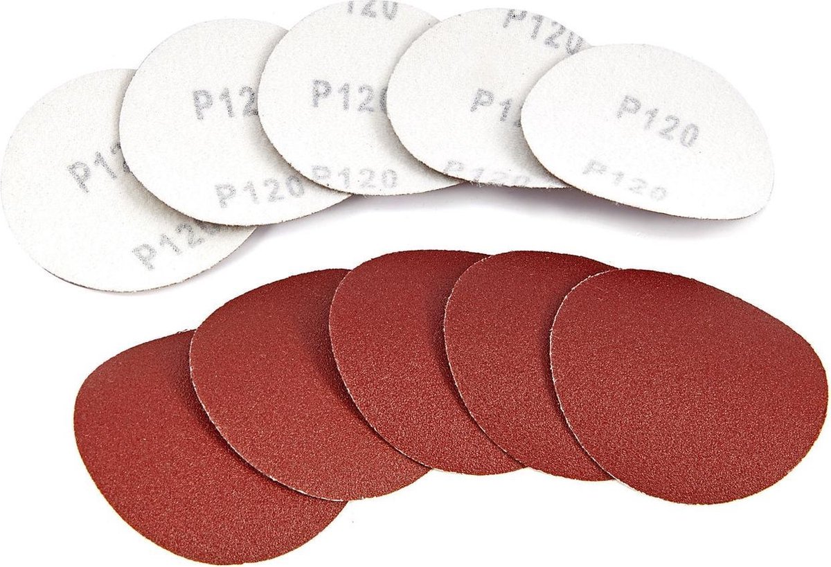 HBM 10 Delige set 75 mm. Velcro Schuurschijfjes, Schuurpads K120