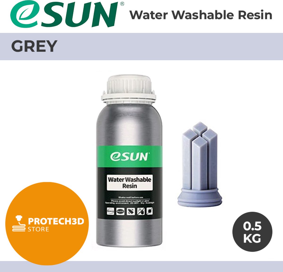 eSun - Water Washable Resin, Grey - 0.5kg