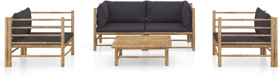 Maison Exclusive - 5-delige Loungeset met donkergrijze kussens bamboe