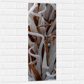 Muursticker - Abstracte Bruine en Witte Kronkels - 30x90 cm Foto op Muursticker