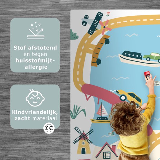 LetsPlaymats® Speelmat baby kinderen - Reuzenrad - Stad - Dieren - Auto - Kinderen - Speelkleed van vinyl - Speeltapijt - Antislip - 120x180 cm van LetsPlaymats® — afbeelding 3