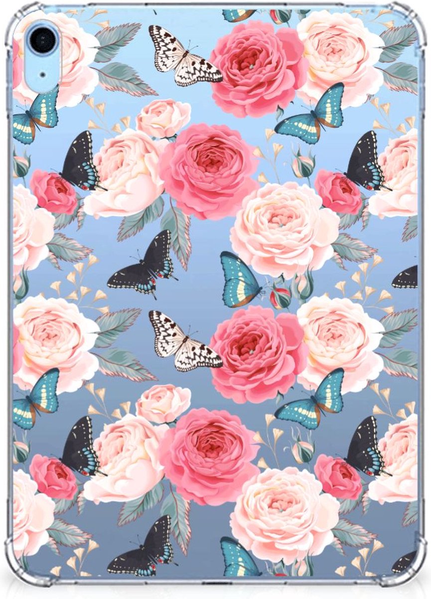 iPad (2022) 10.9 Siliconen Hoesje Butterfly Roses