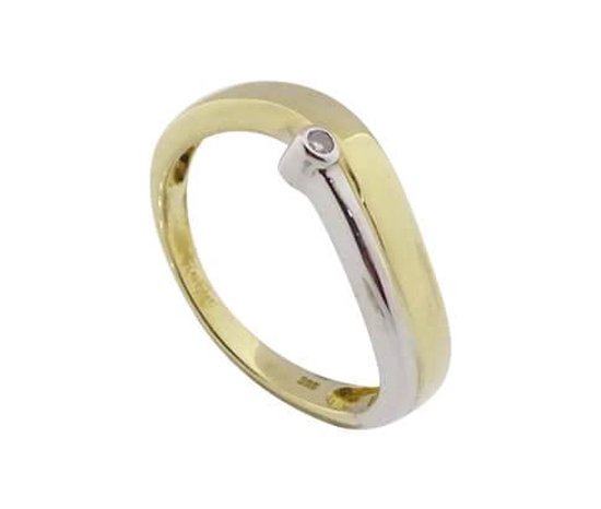 Christian bicolor gouden ring met 1 briljant