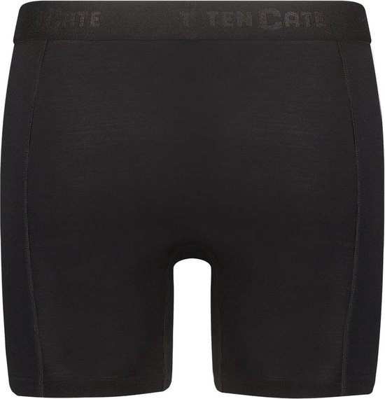 Zwarte lange herenshorts van Ten Cate, voorkant, met elastische tailleband.