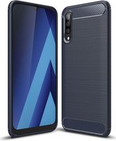 Samsung Galaxy A70 Geborsteld TPU Hoesje Blauw