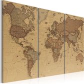 Schilderij - Stijlvolle Wereldkaart , 3 luik