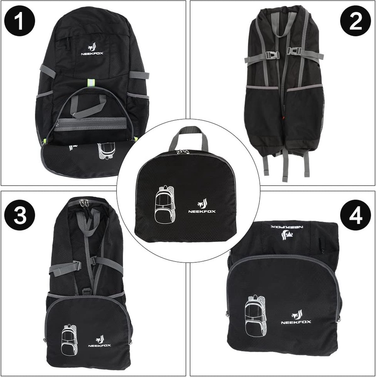 Sac à Dos De Randonnée Pliable 35L NEEKFOX - Léger (0,41 Kg) - Résistant à L'eau - Compartiments Multiples - Idéal Voyage Et Sport