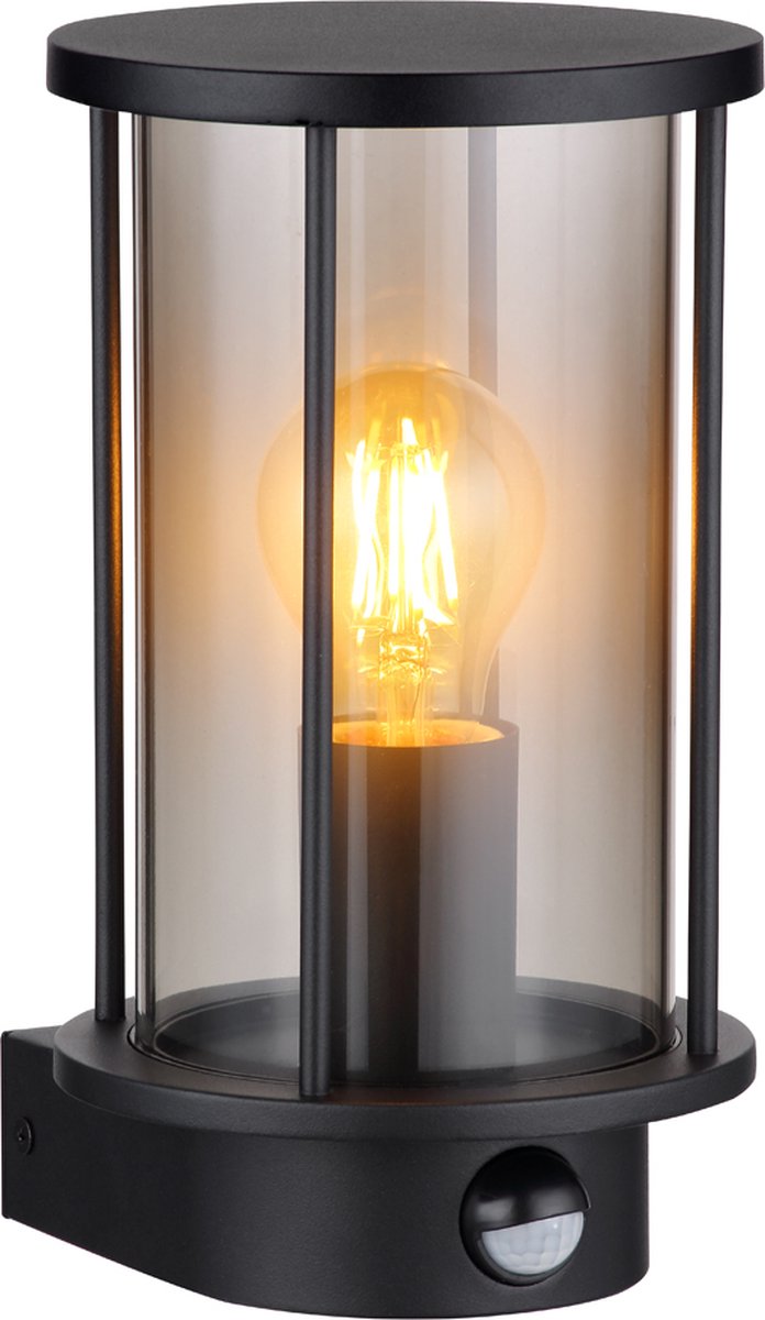 LED Wandlamp rond met sensor | Zwart | E27 fitting | Gracey