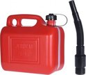 Rode 5 liter 'JERRICAN' benzine jerrycan. Met zwarte schenktuit apart.