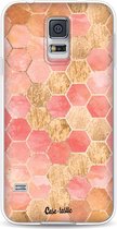 Casetastic Samsung Galaxy S5 / Galaxy S5 Plus / Galaxy S5 Neo Hoesje - Softcover Hoesje met Design - Honeycomb Art Coral Print