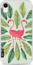 Casetastic Apple iPhone XR Hoesje - Softcover Hoesje met Design - Flamingos Green Print